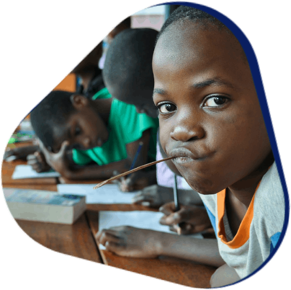 Child concentrating in classroom setting