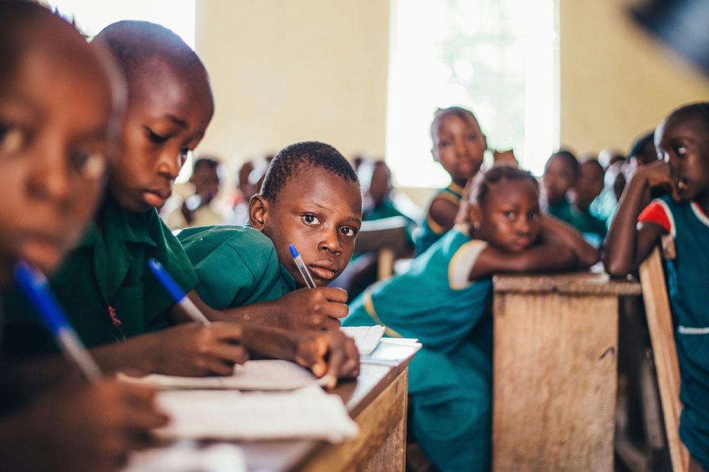 Children in classroom focusing