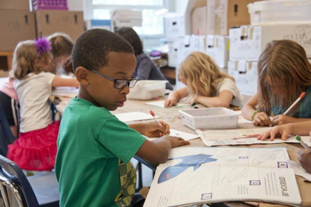 Children engaged in art activity