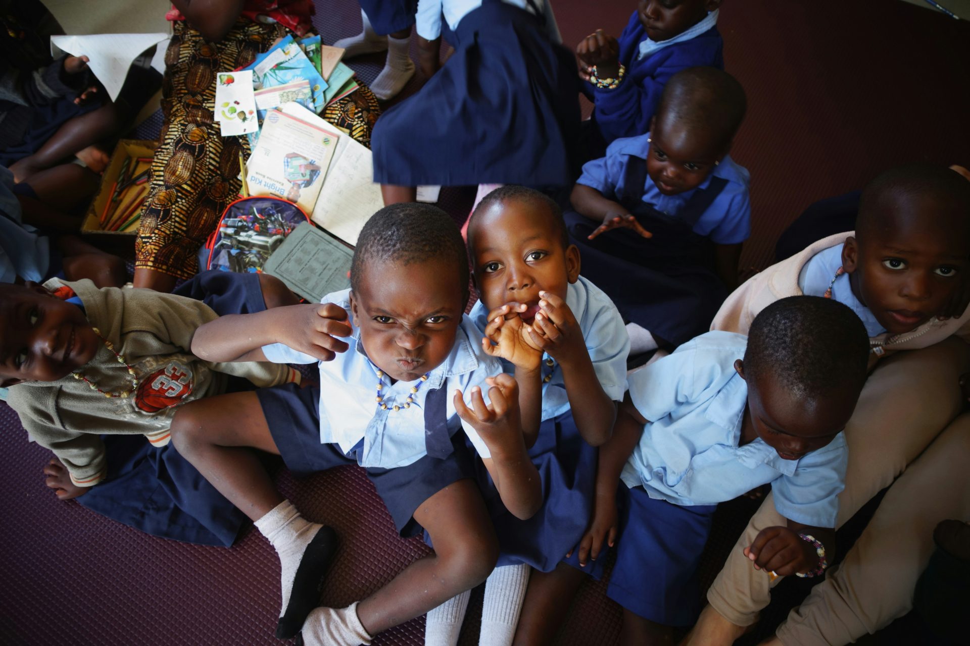 Children sitting together playfully